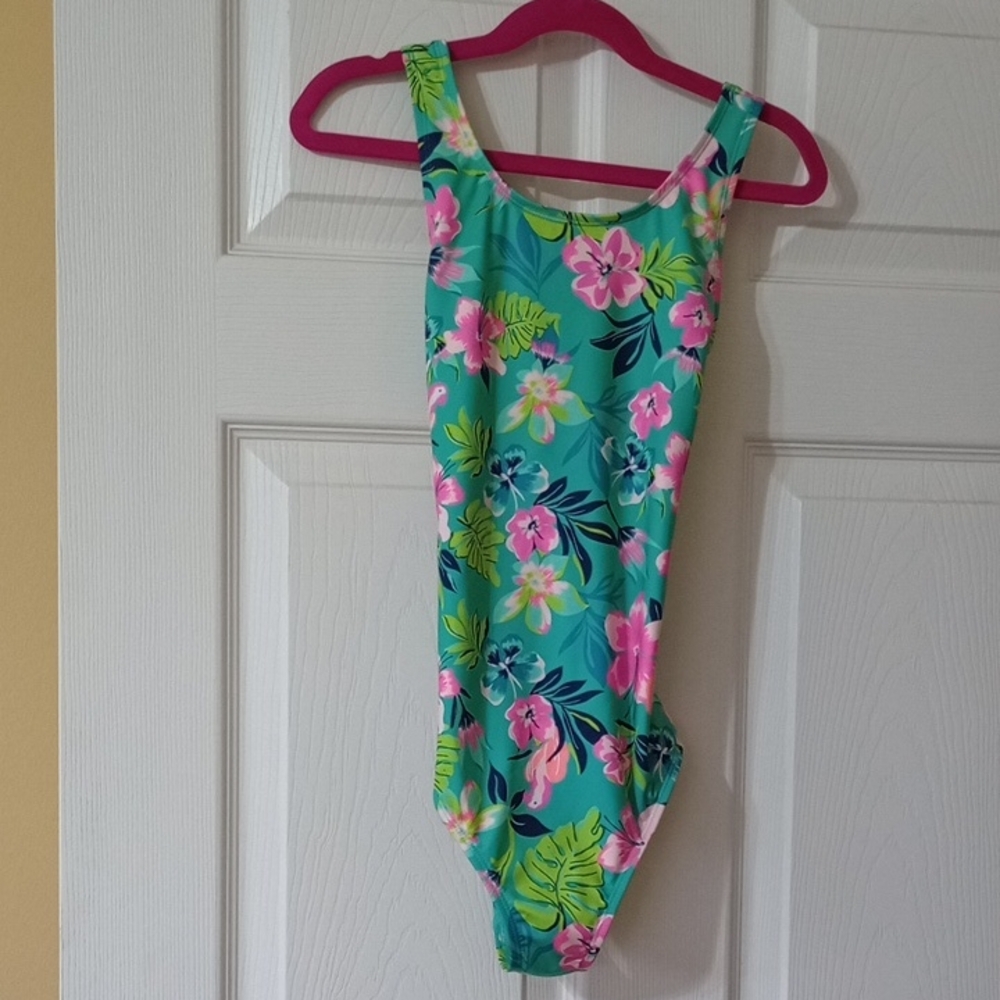 Girl's Size 10 Lands' End Tropical Floral Swimsuit
